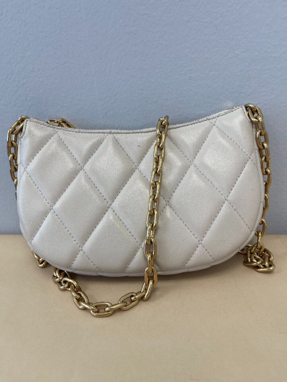 Burberry Quilted Lambskin Rocking Horse Chain Pouch in Beige - Preowned